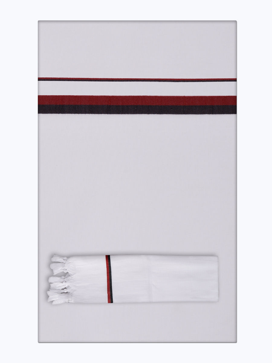 Men 100% Cotton Double Layer Political Dhoti & Towel Set Rajya Sabha DMK
