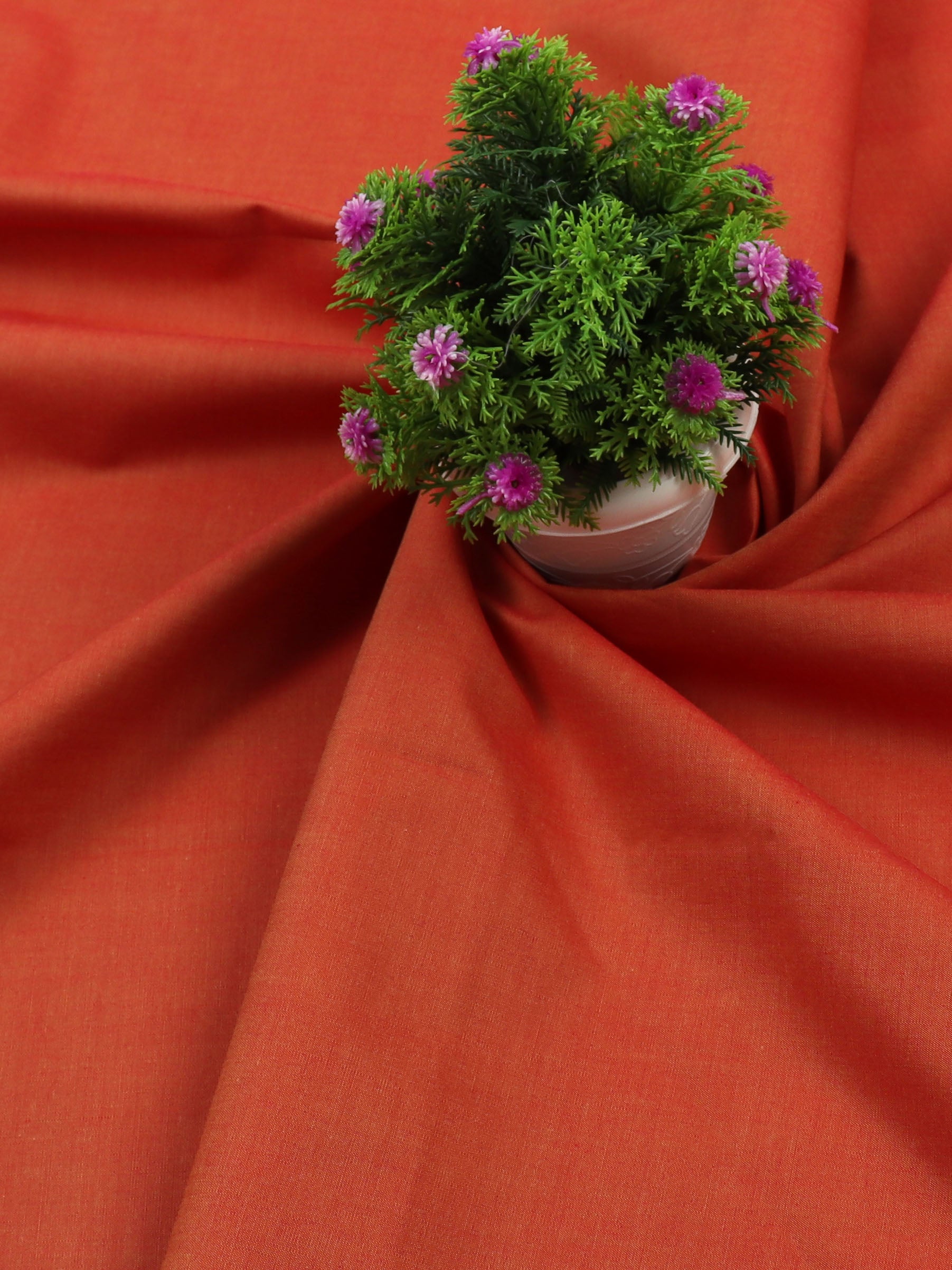 Pure Linen Colour Plain Shirt Fabric Orange Hessonite