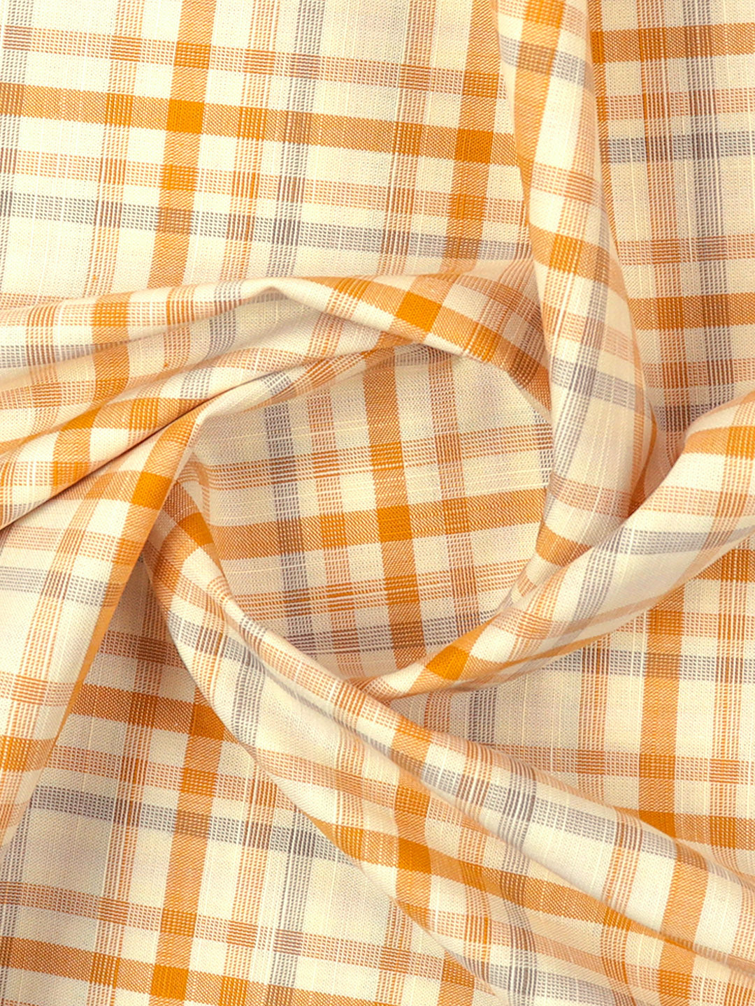 Cotton Orange Check Shirt Fabric-Liberty Cotton