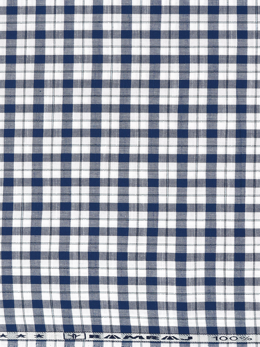 Men 100%Cotton Checks Shirt Fabric Dark Blue Liberty