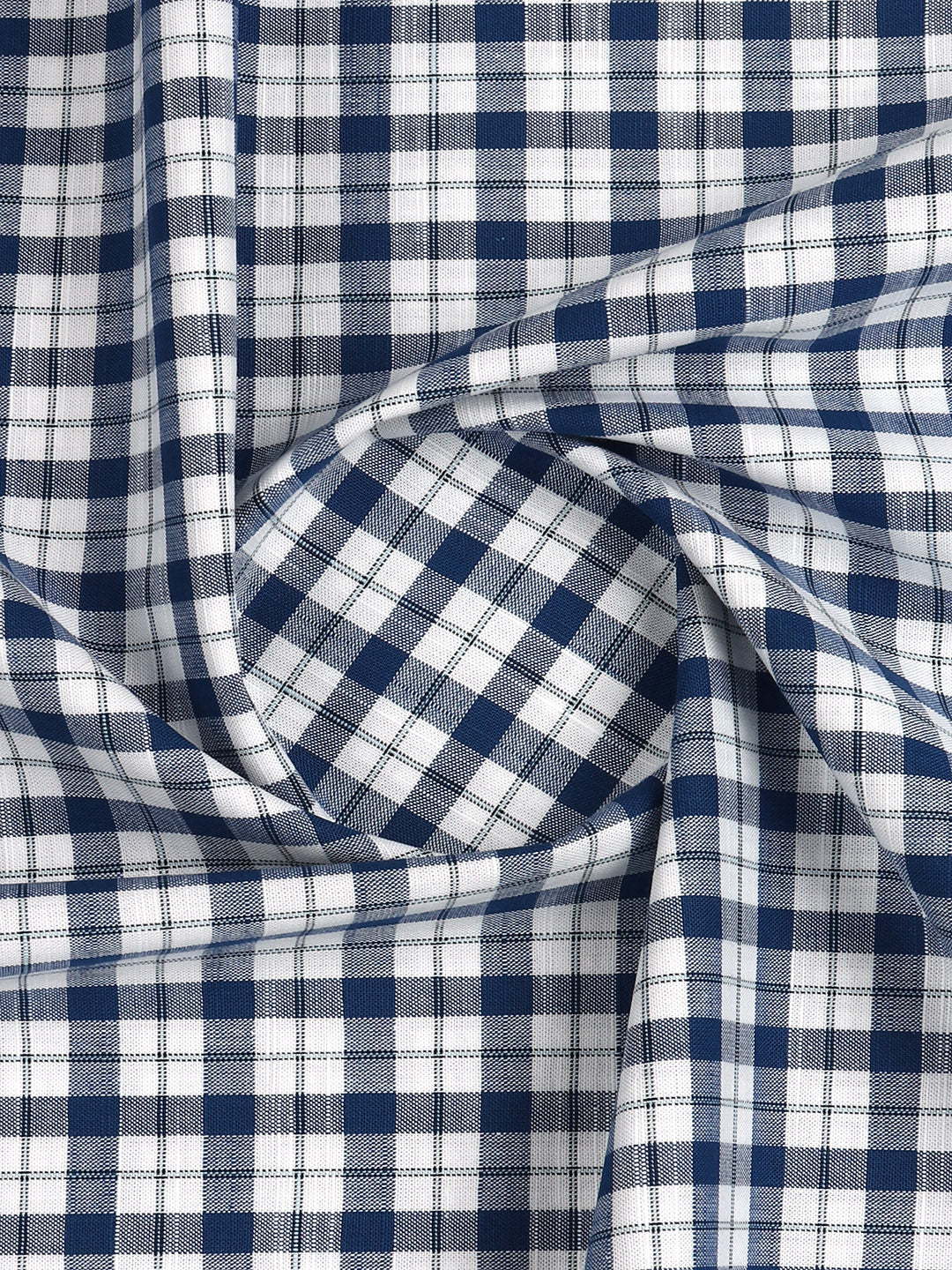 Men 100%Cotton Checks Shirt Fabric Dark Blue Liberty