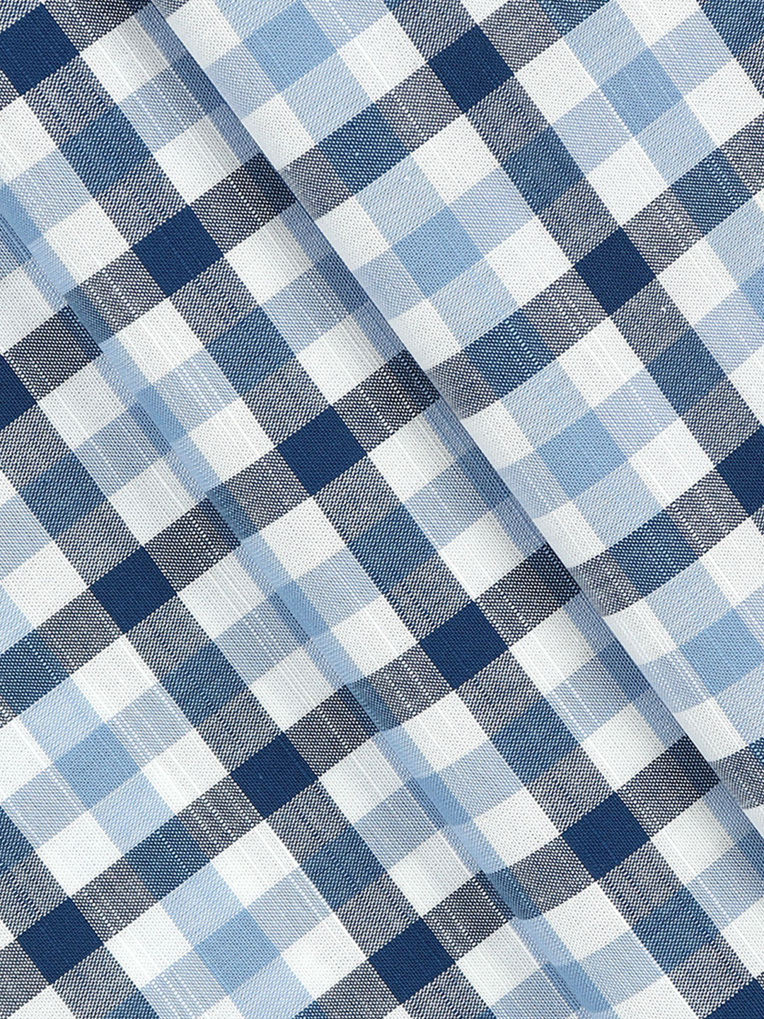 Men 100%Cotton Checks Shirt Fabric Blue Liberty