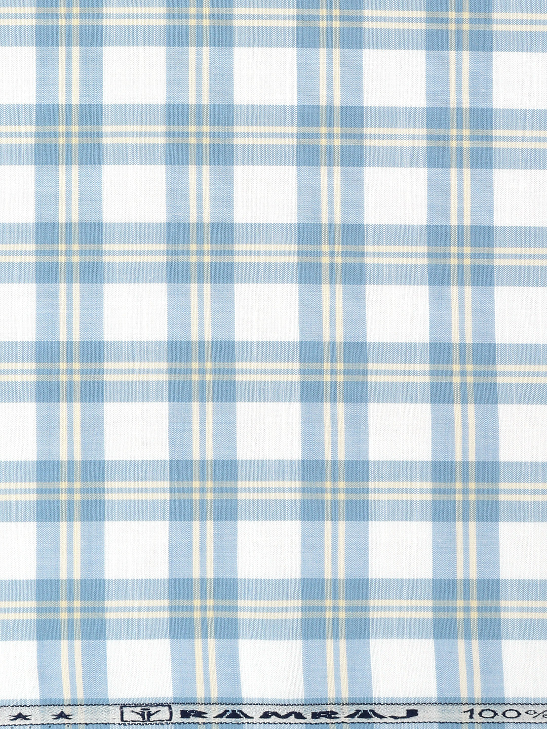 Men 100%Cotton Checks Shirt Fabric Blue with White Liberty