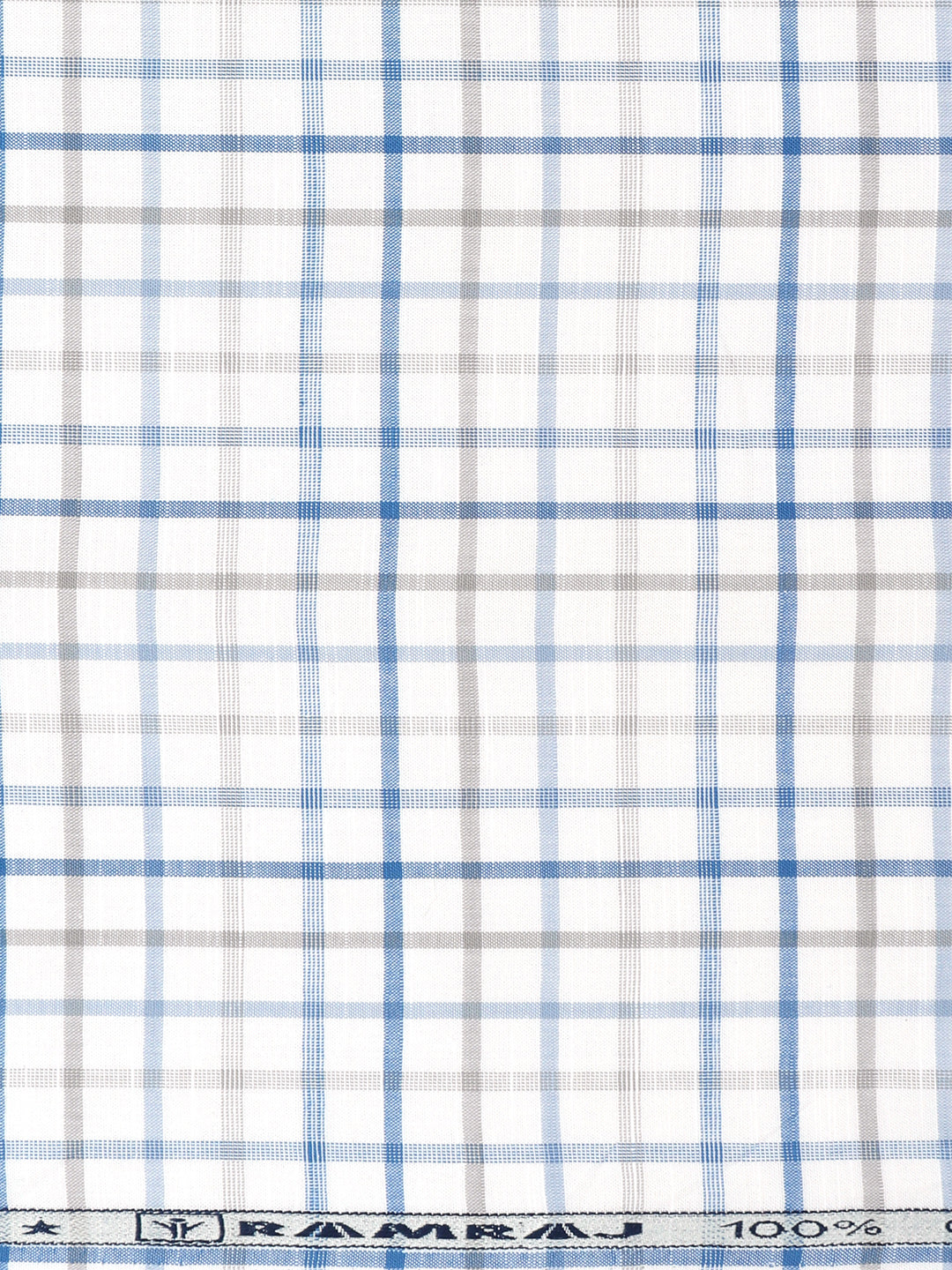 Men 100%Cotton Checks Shirt Fabric Blue with White Liberty