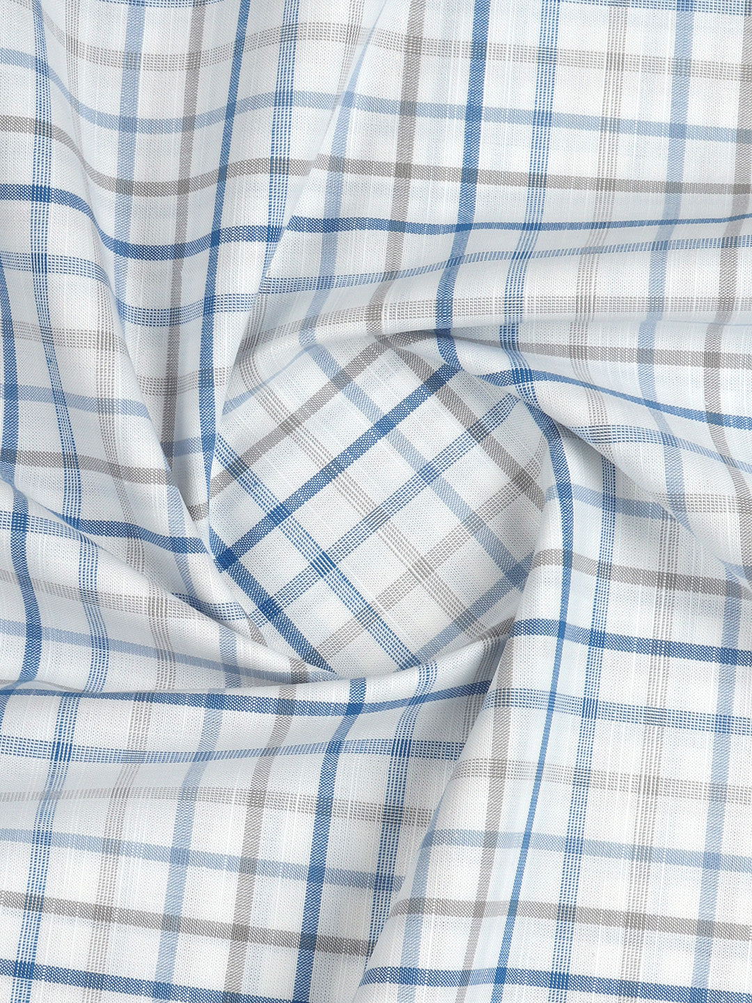 Men 100%Cotton Checks Shirt Fabric Blue with White Liberty