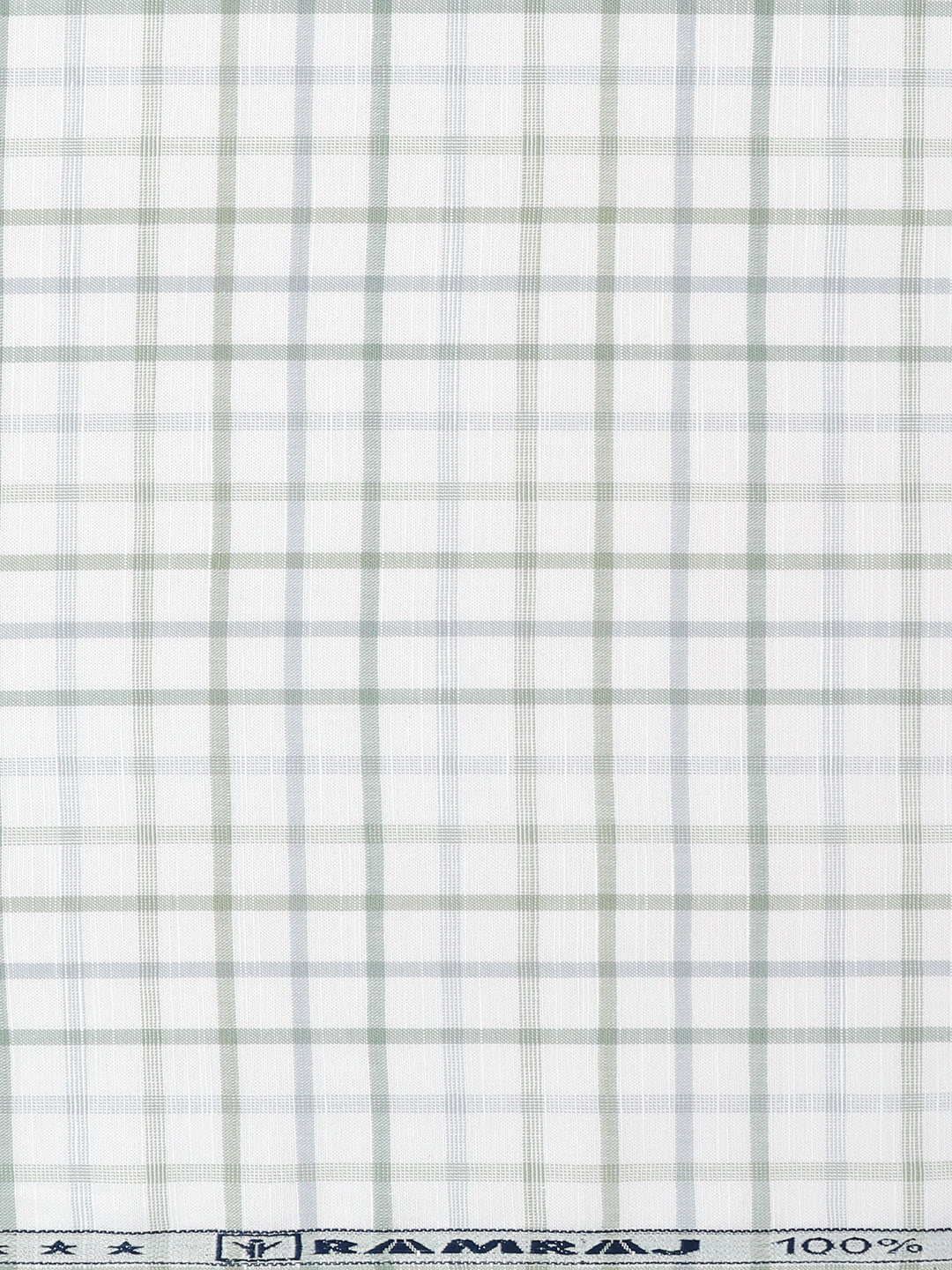 Men 100%Cotton Checks Shirt Fabric Green with White Liberty