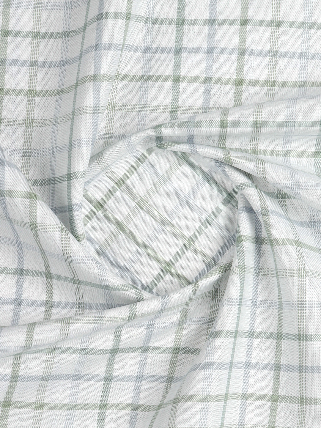 Men 100%Cotton Checks Shirt Fabric Green with White Liberty