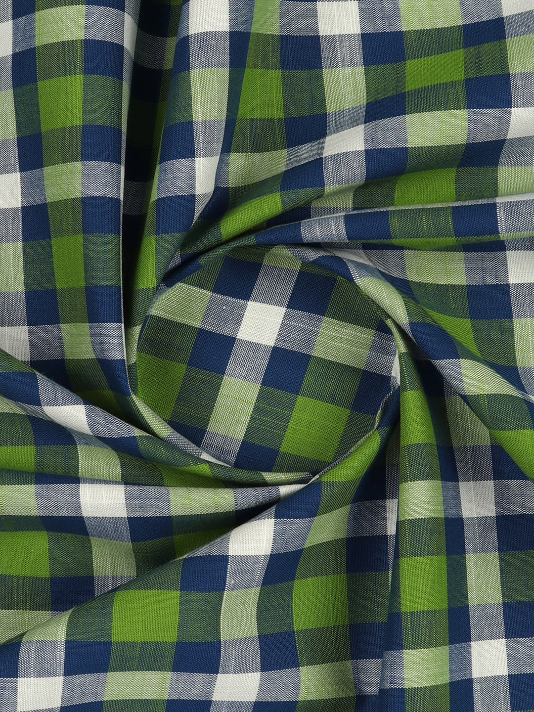 Men 100%Cotton Checks Shirt Fabric Blue with Green Liberty