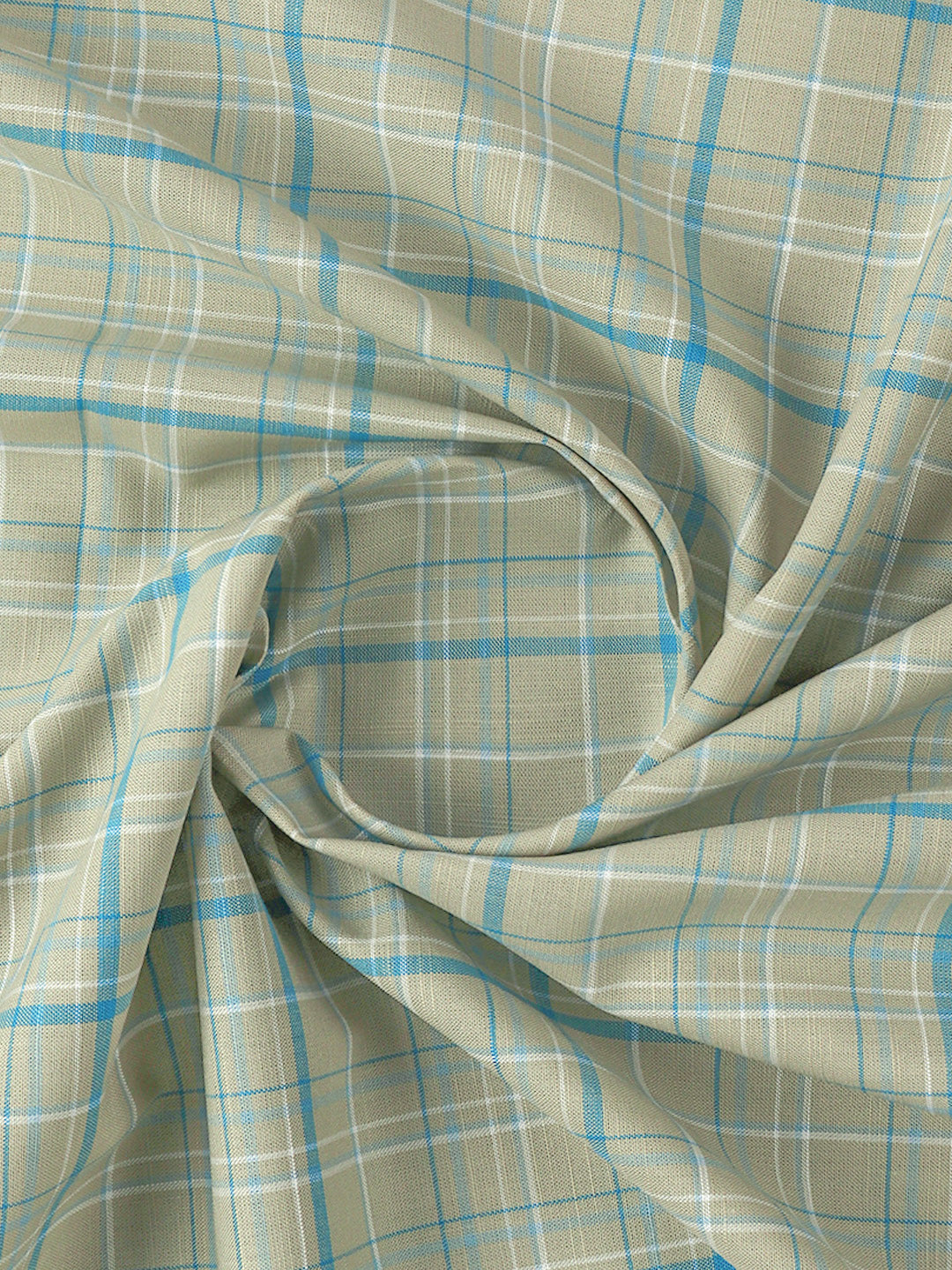 100% Cotton Mens Checked Shirt Fabric Light Green Liberty Cotton