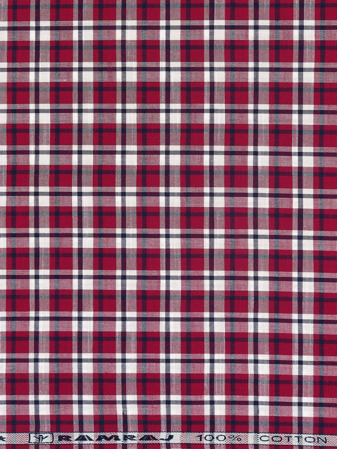 Men 100%Cotton Checks Shirt Fabric Reddish pink Liberty