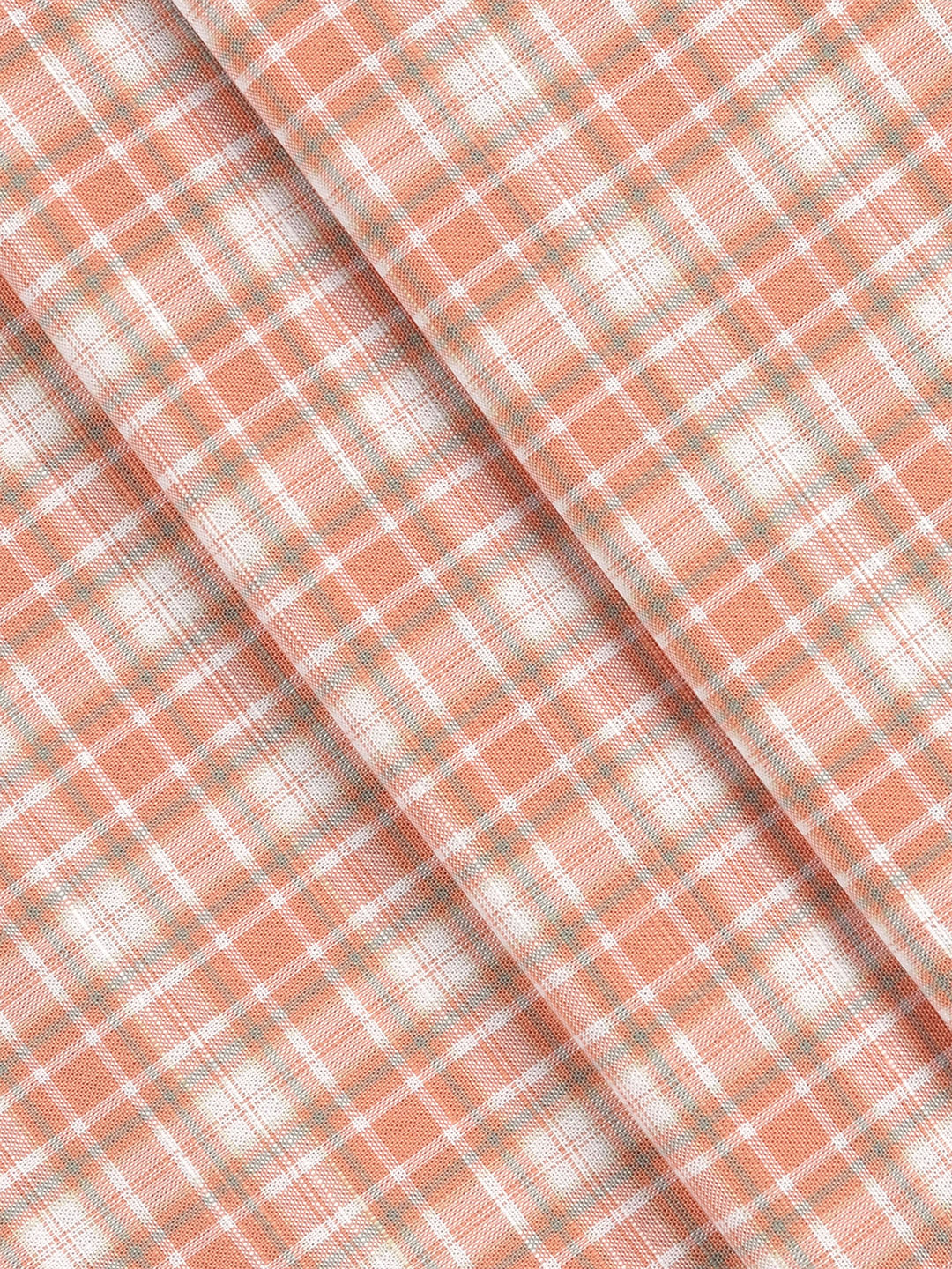 Men 100%Cotton Checks Shirt Fabric Peach Liberty Cotton