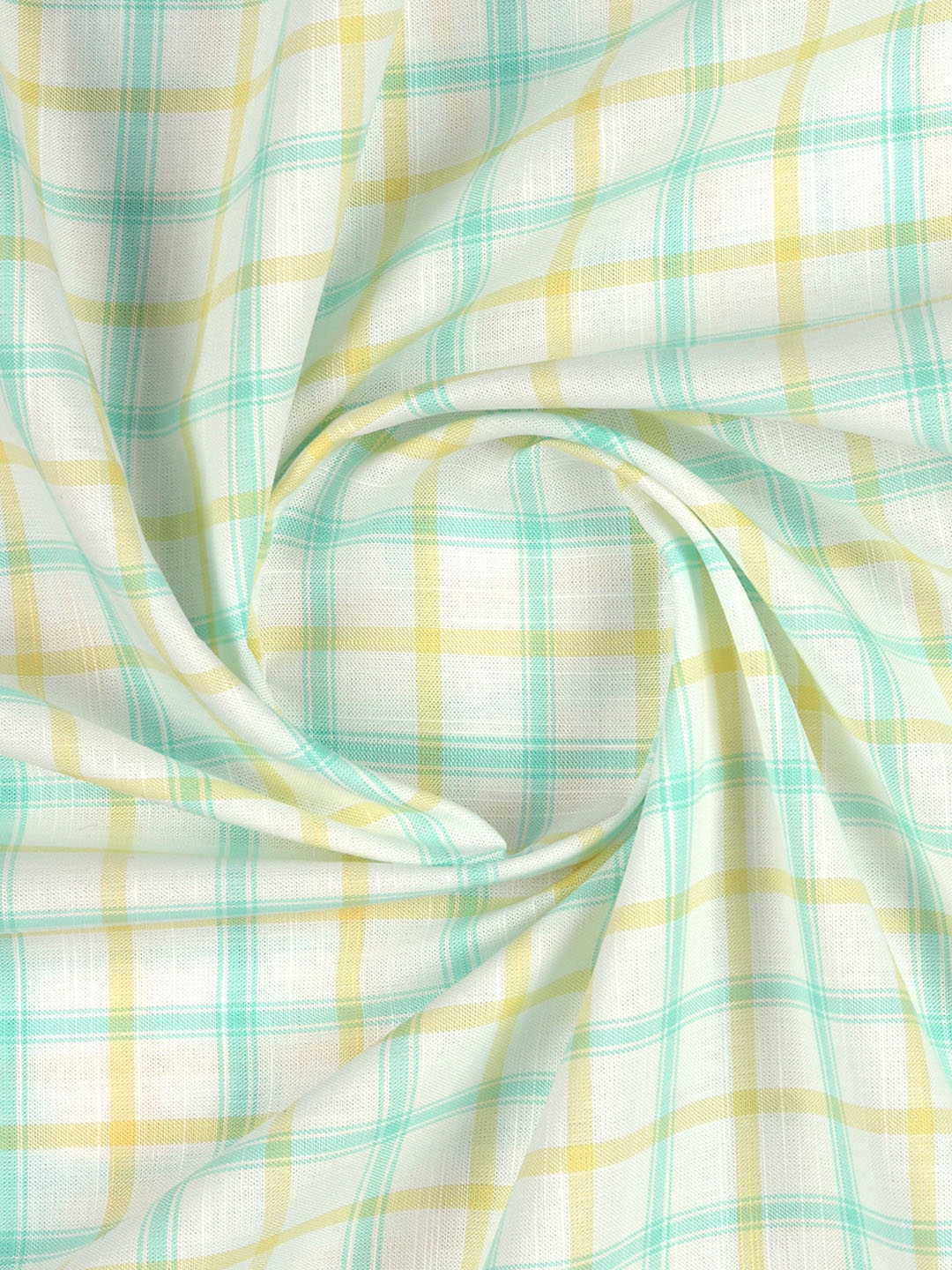 Men 100%Cotton Checks Shirt Fabric White with Yellow Liberty Cotton