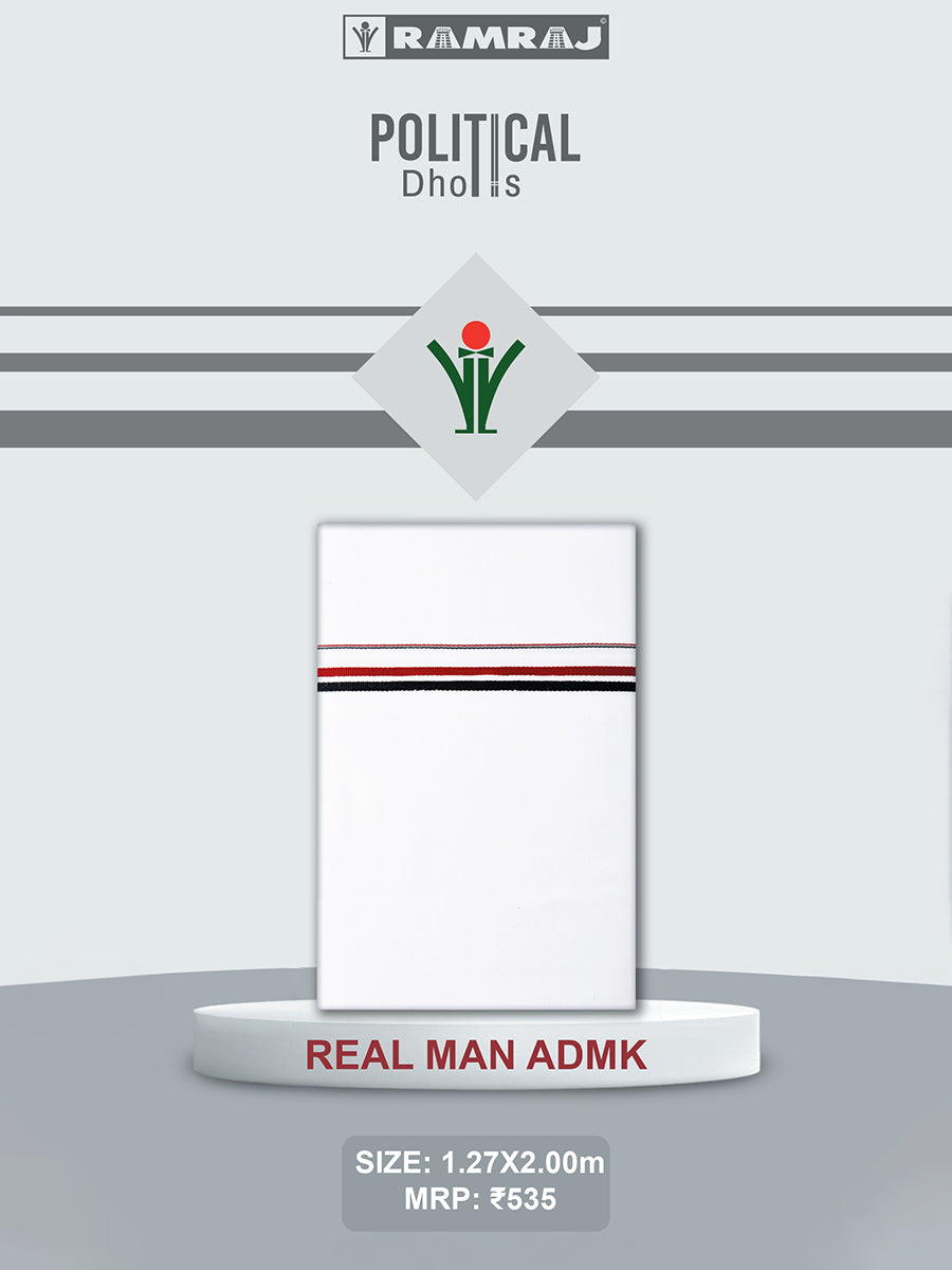 Men 100% Cotton Single Layer Political Dhoti ADMK