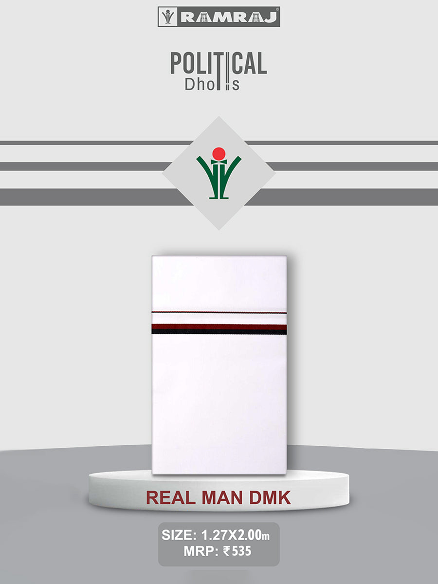 Men 100% Cotton Single Layer Political Dhoti Real Man DMK