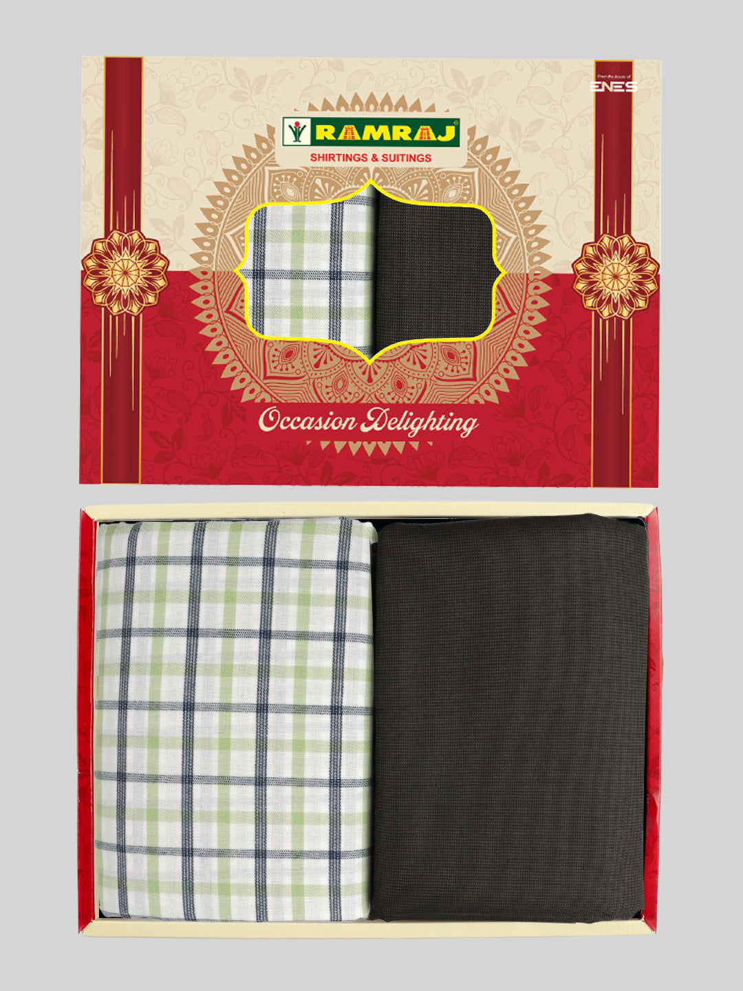 Men Cotton Checked Shirting & Suiting Gift Box RD138