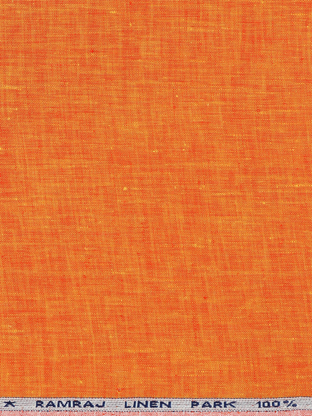 Men 100% Pure Linen Orange Plain Shirt Fabric