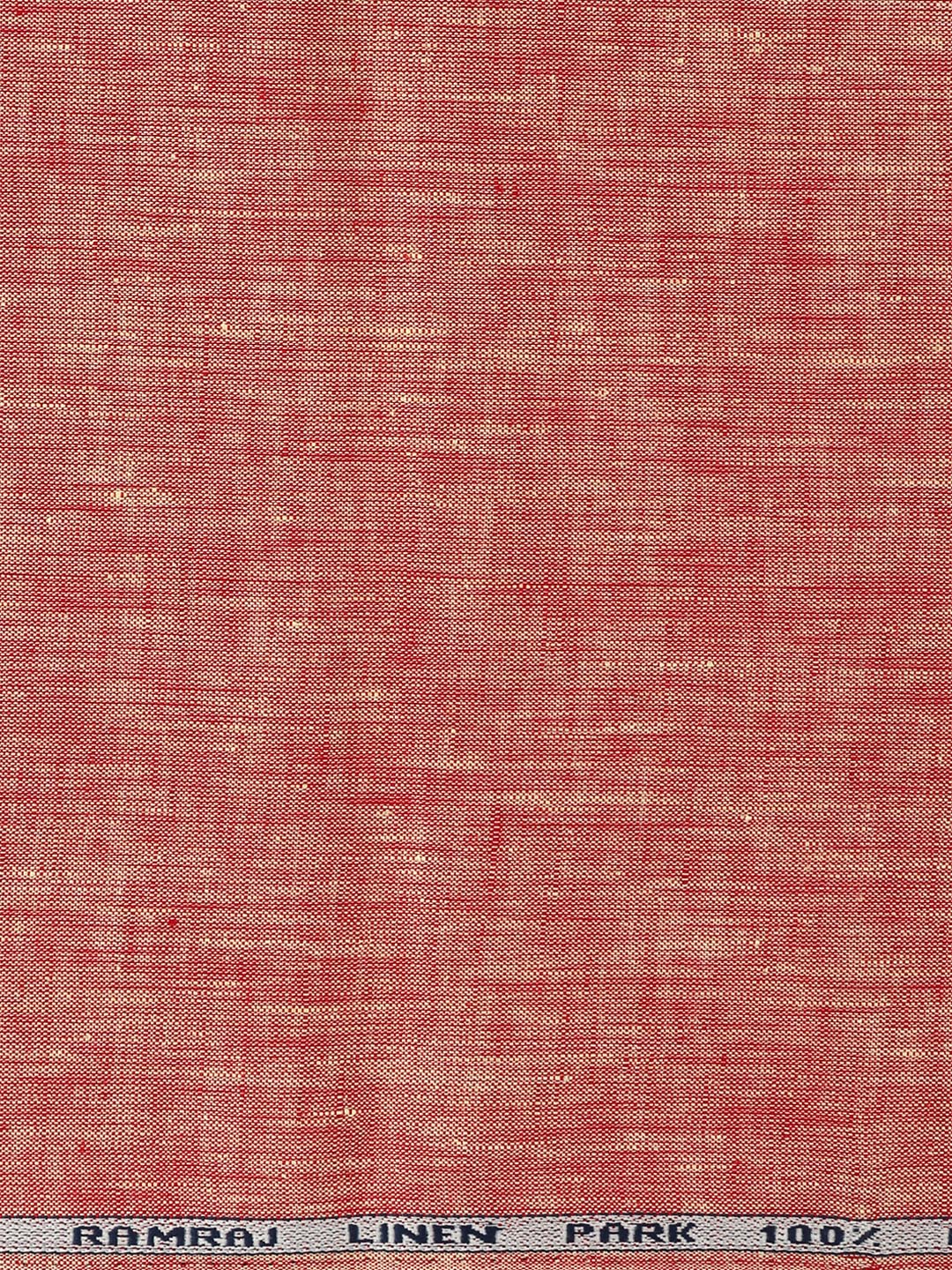 Men 100% Pure Linen Red Plain Shirt Fabric