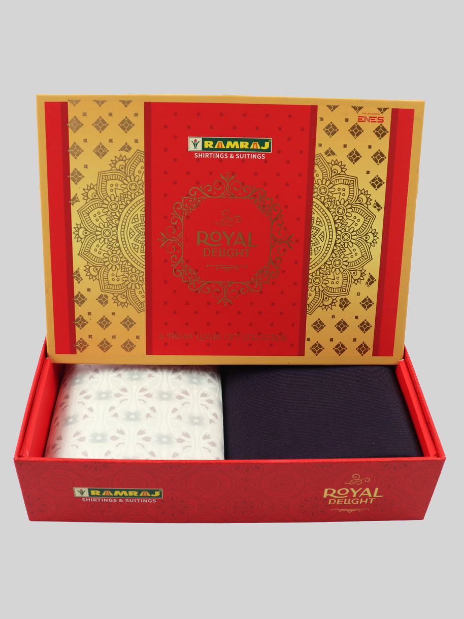 Men 100% Cotton Printed Shirting & Suiting Gift Box RY70