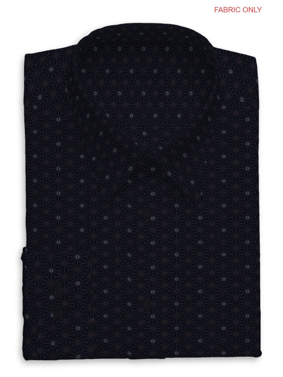 Cotton Blend Black Colour All-over Print Shirt Fabric ALPHA