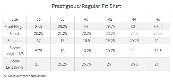 Mens Pure Silk Cream Shirt Full Sleeves with Dhoti Combo Silk Mark-Size chart