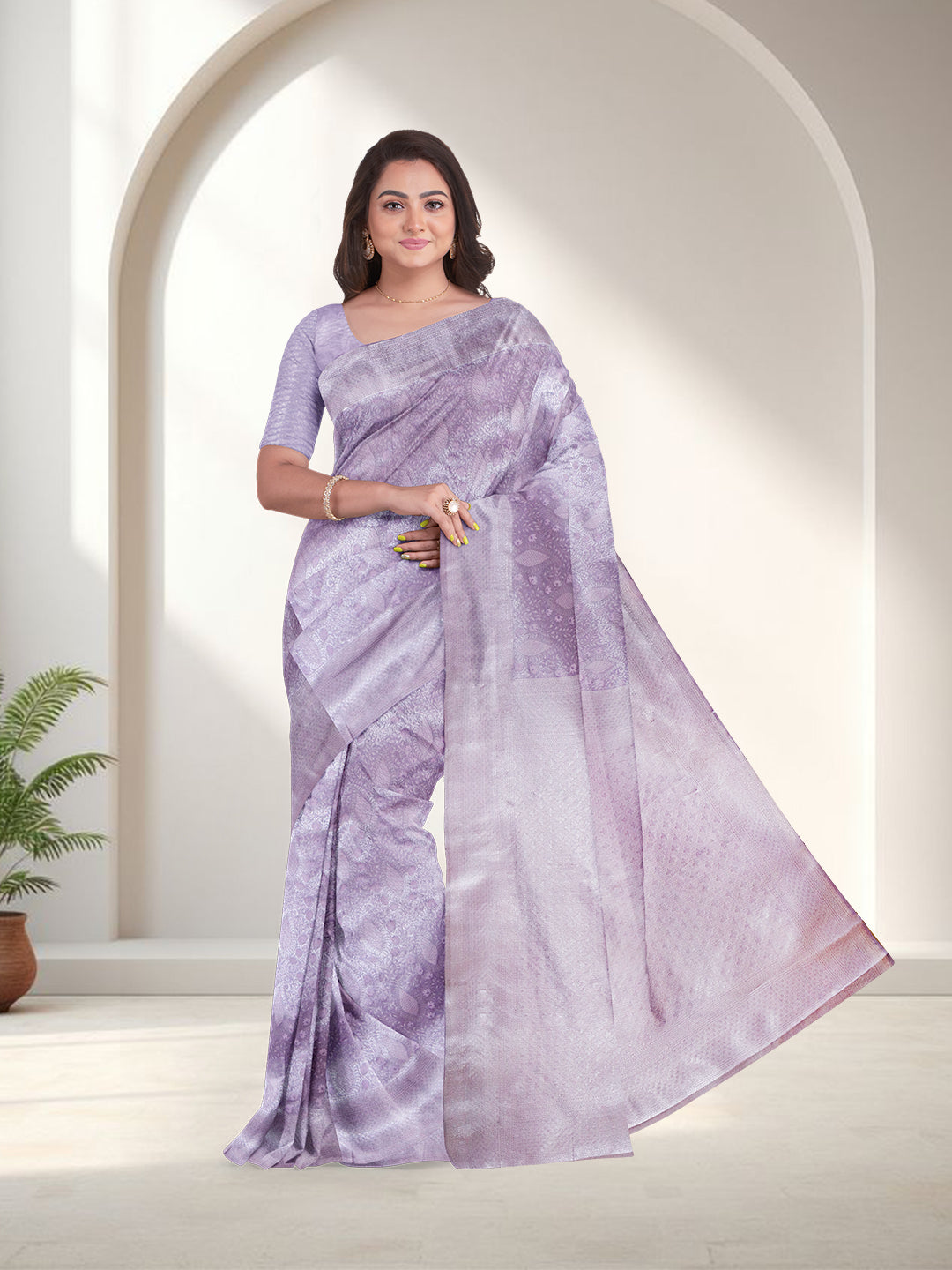 Women Lavender Art Silk Saree ASS103
