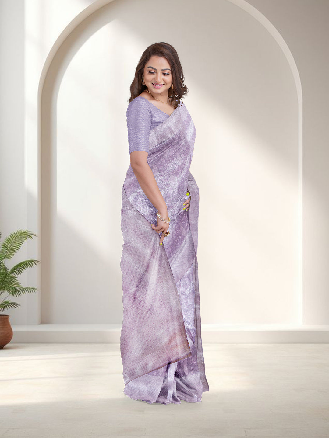 Women Lavender Art Silk Saree ASS103