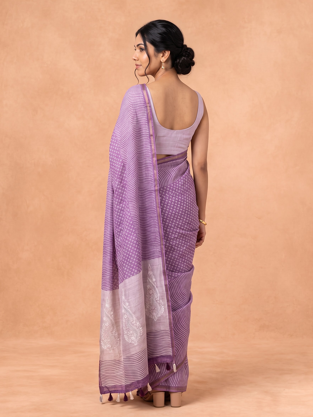 Women Semi Tussar Violet Saree ST393
