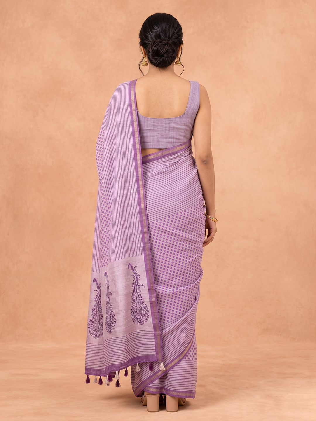 Women Semi Tussar Violet Saree ST394