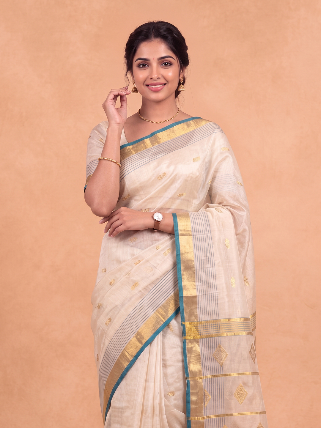 Women Tissue Gold Printed Saree KLS73