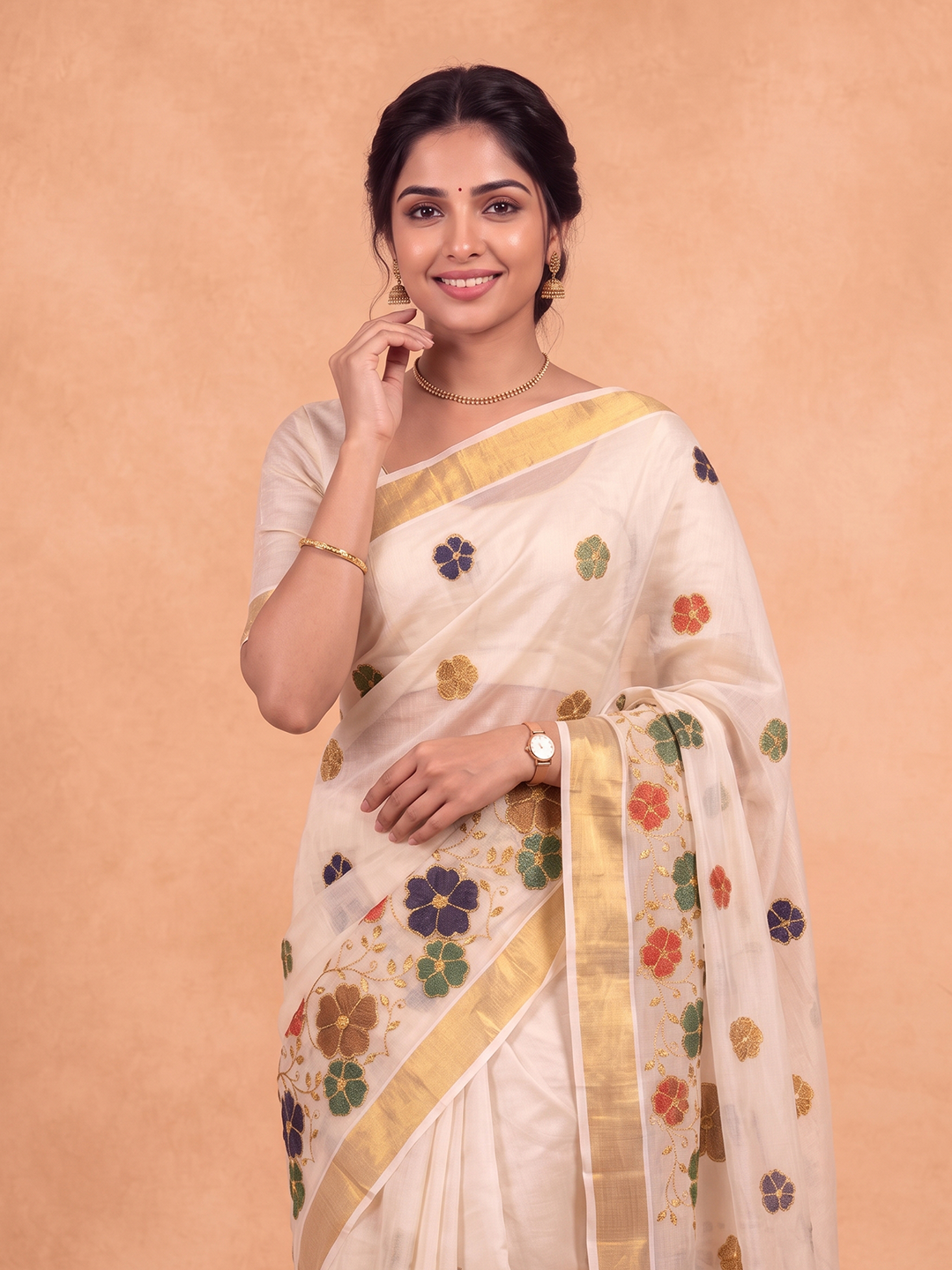 Women Tissue Gold Embroidered Saree KLS69