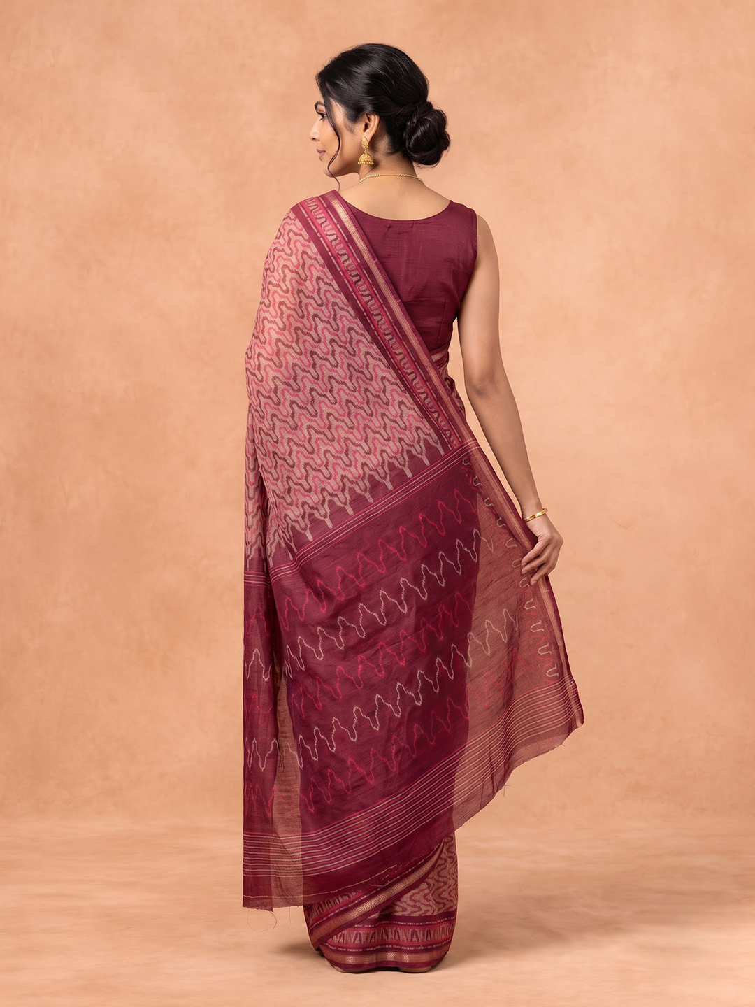 Women Semi Tussar Maroon Saree ST386
