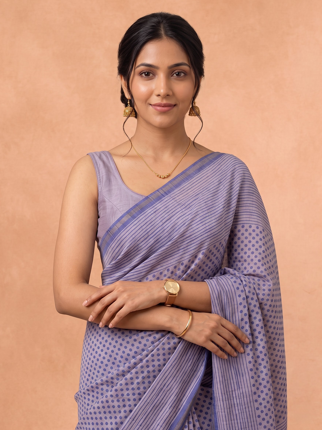 Women Semi Tussar Blue Saree ST392