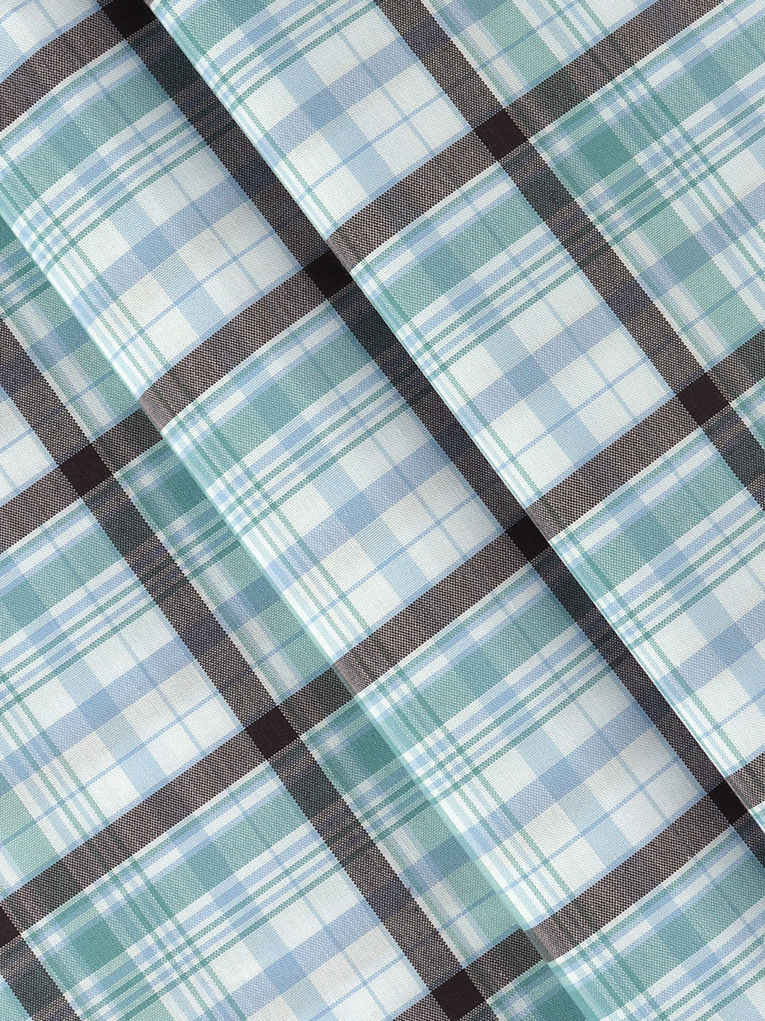 Men Cotton Rich Checked White with Blue Shirt Fabric Galaxy Art