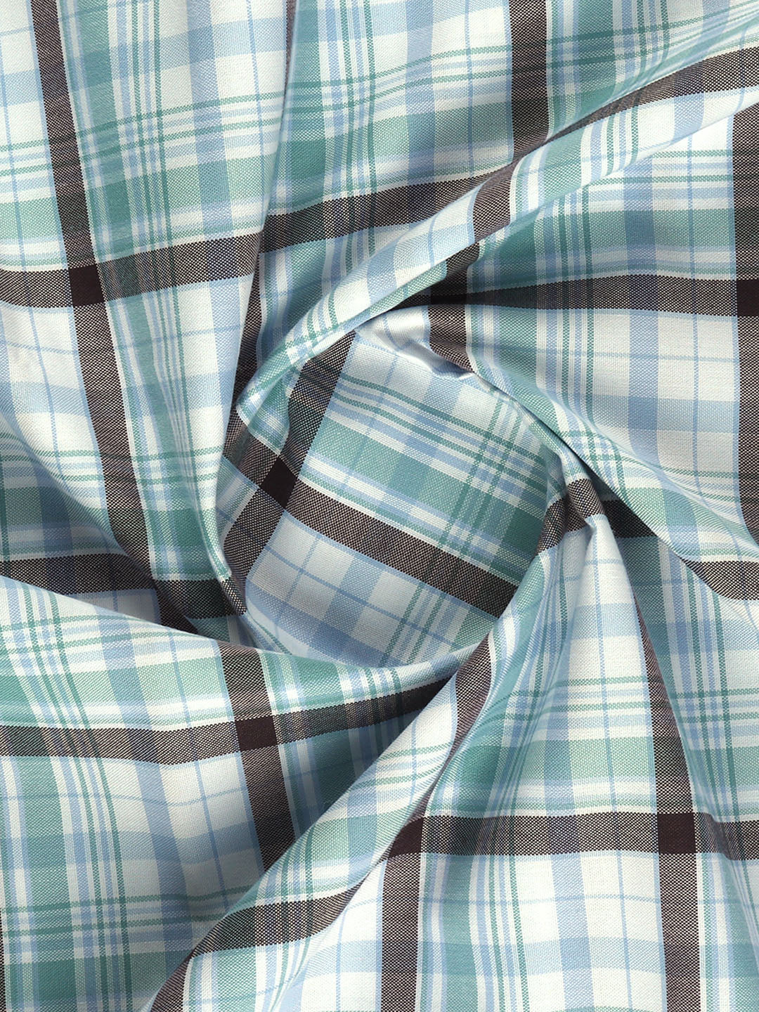 Men Cotton Rich Checked White with Blue Shirt Fabric Galaxy Art