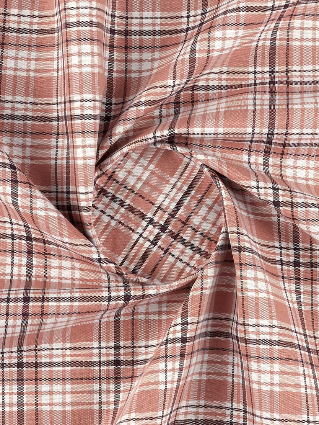 Cotton Rich Brown Checked Shirt Fabric Galaxy Art