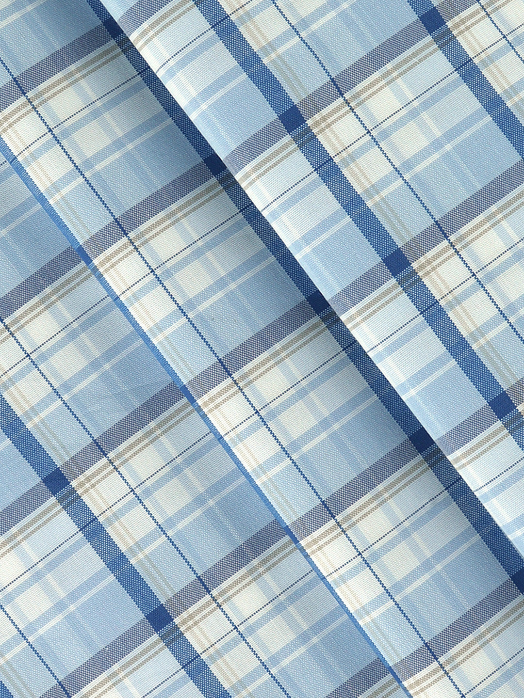 Men Cotton Rich Checked Light Blue Shirt Fabric Galaxy Art