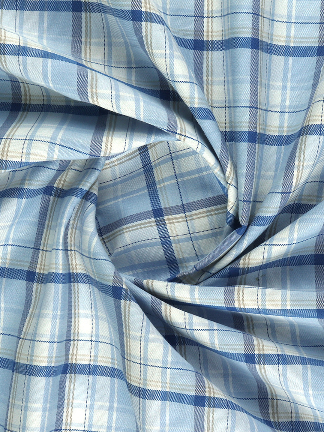 Men Cotton Rich Checked Light Blue Shirt Fabric Galaxy Art