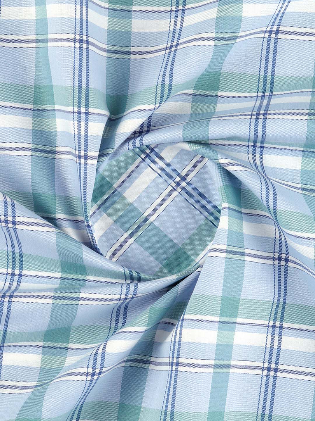 Cotton Rich Blue Checked Shirt Fabric Galaxy Art