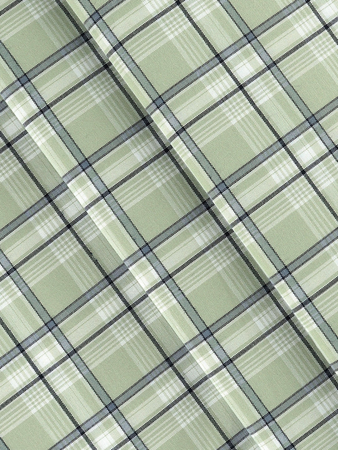 Men Cotton Rich Checked Green Shirt Fabric Galaxy Art