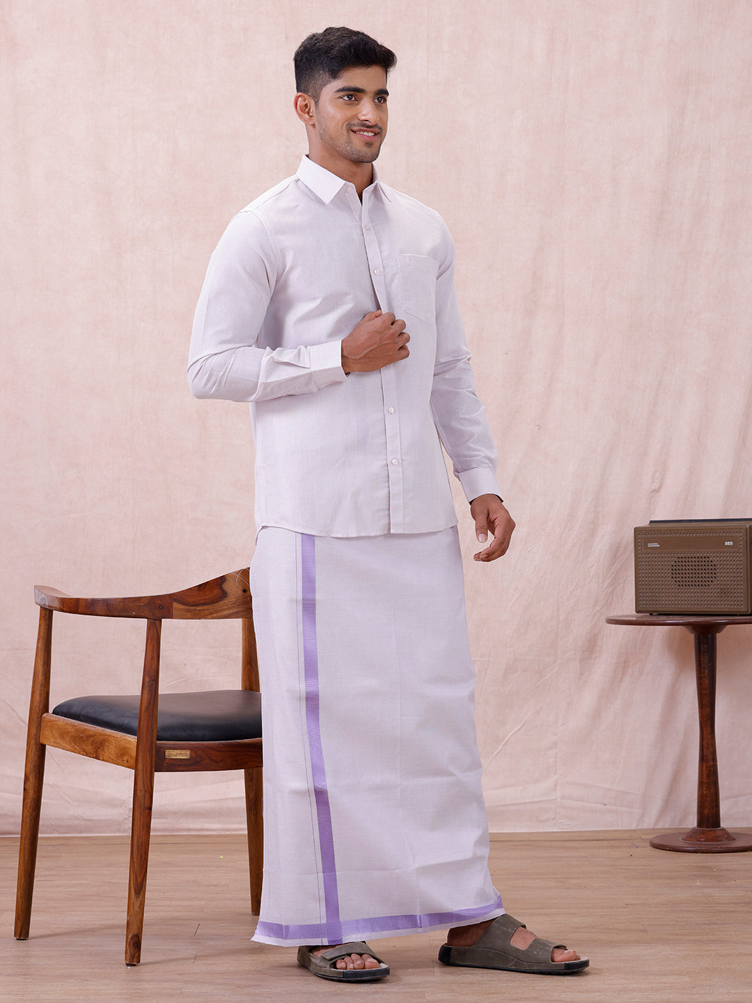 Men Lavender Tissue Shirt Sankalpam