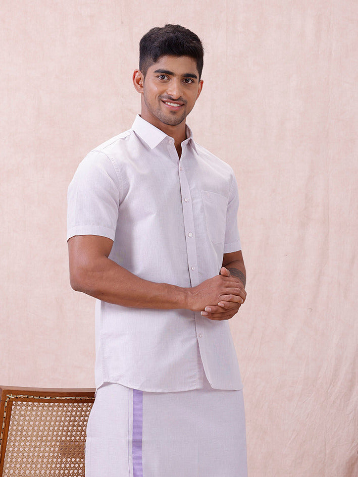Men Lavender Tissue Shirt Sankalpam