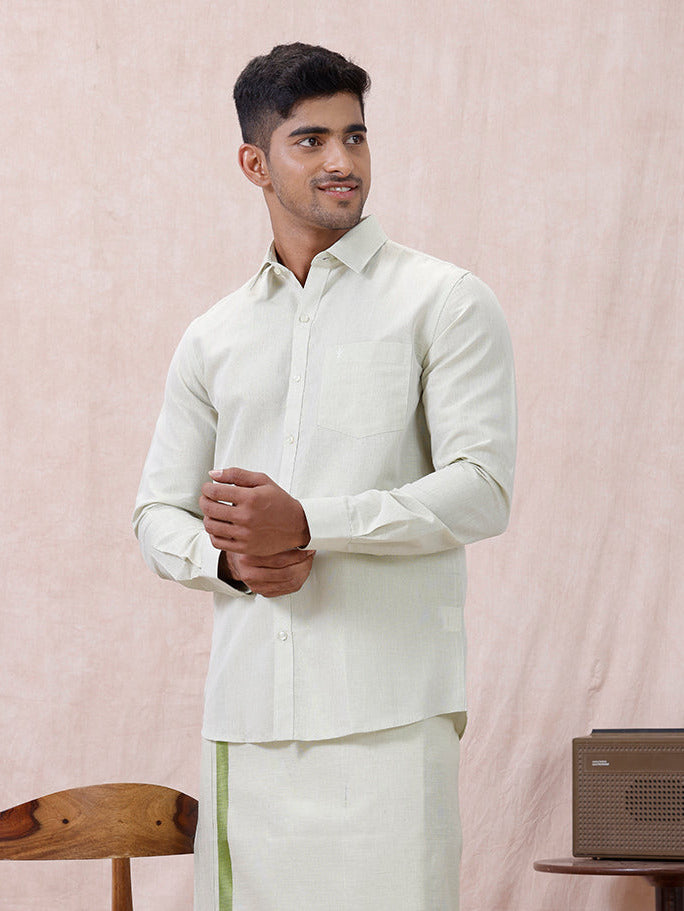 Men Moss Green Tissue Shirt Sankalpam