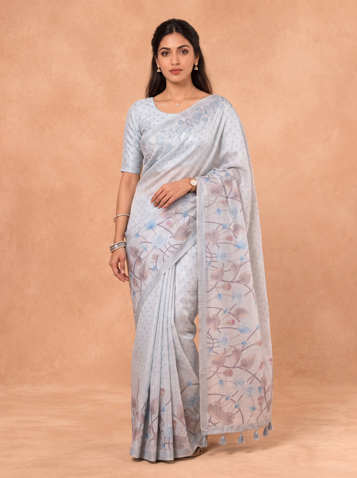 Women Cotton Olive Printed Saree PCS307