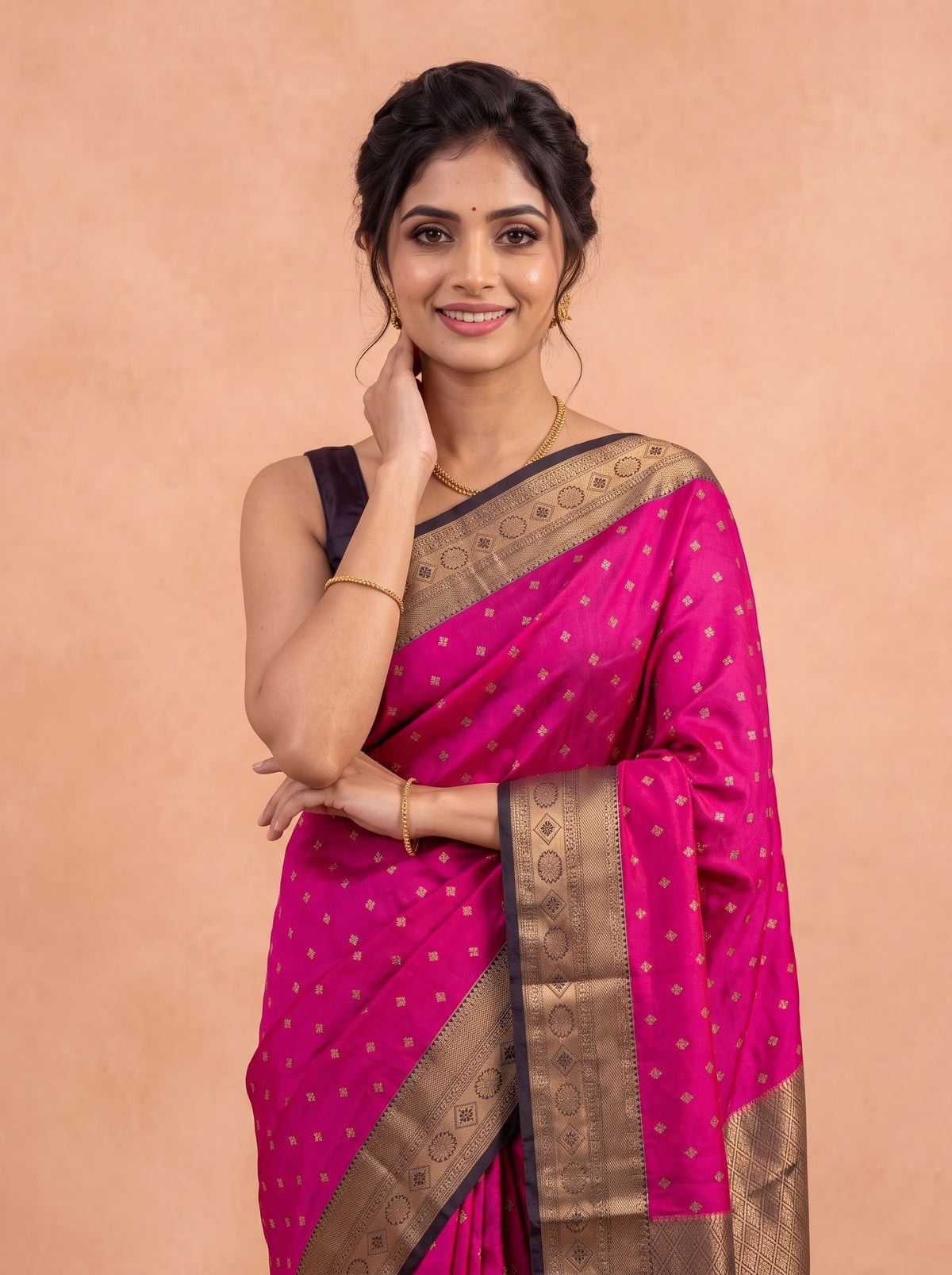 Women Soft Silk Violet with Dark Brown SS496
