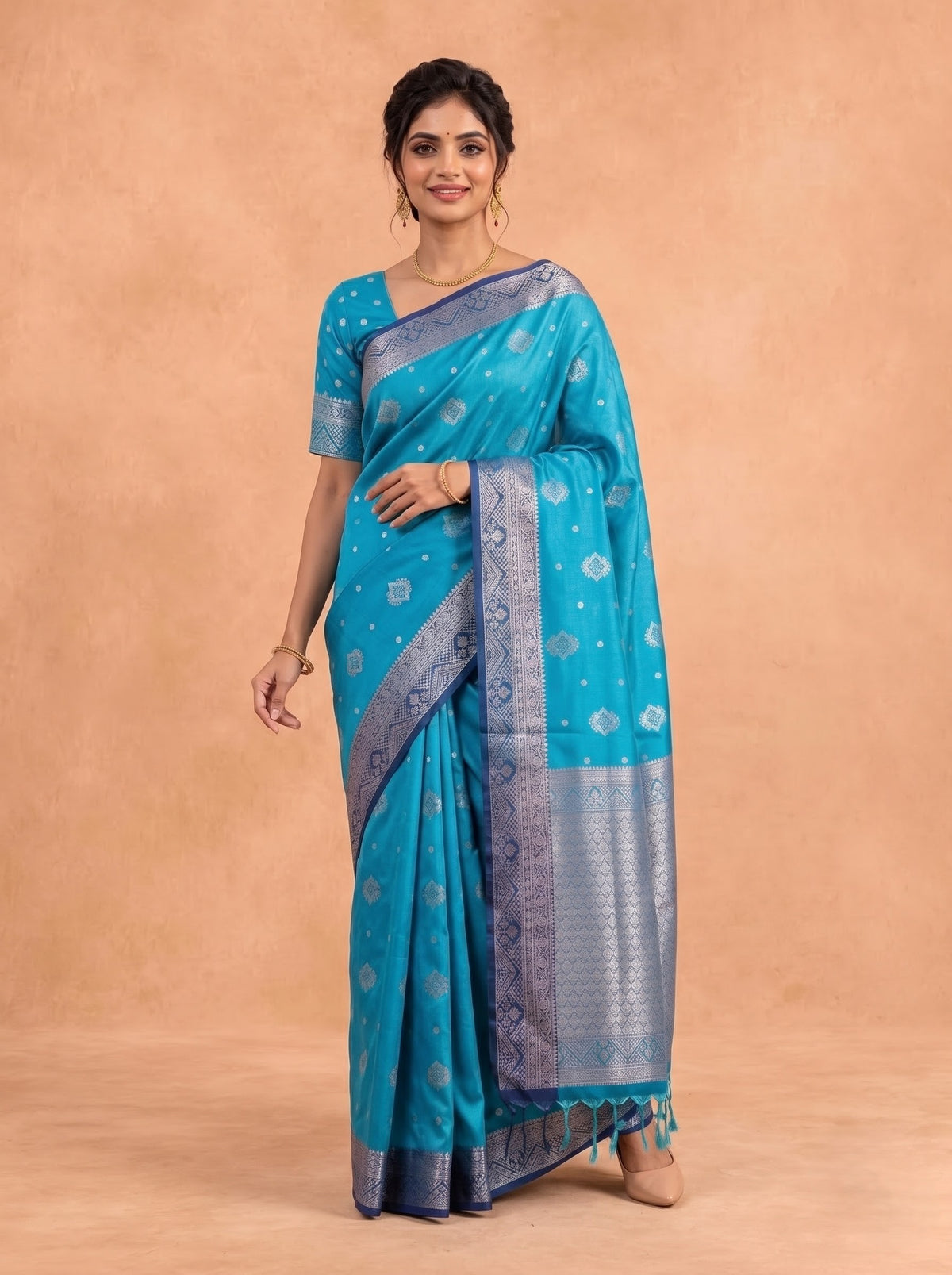 Women Soft Silk Blue Saree SS465