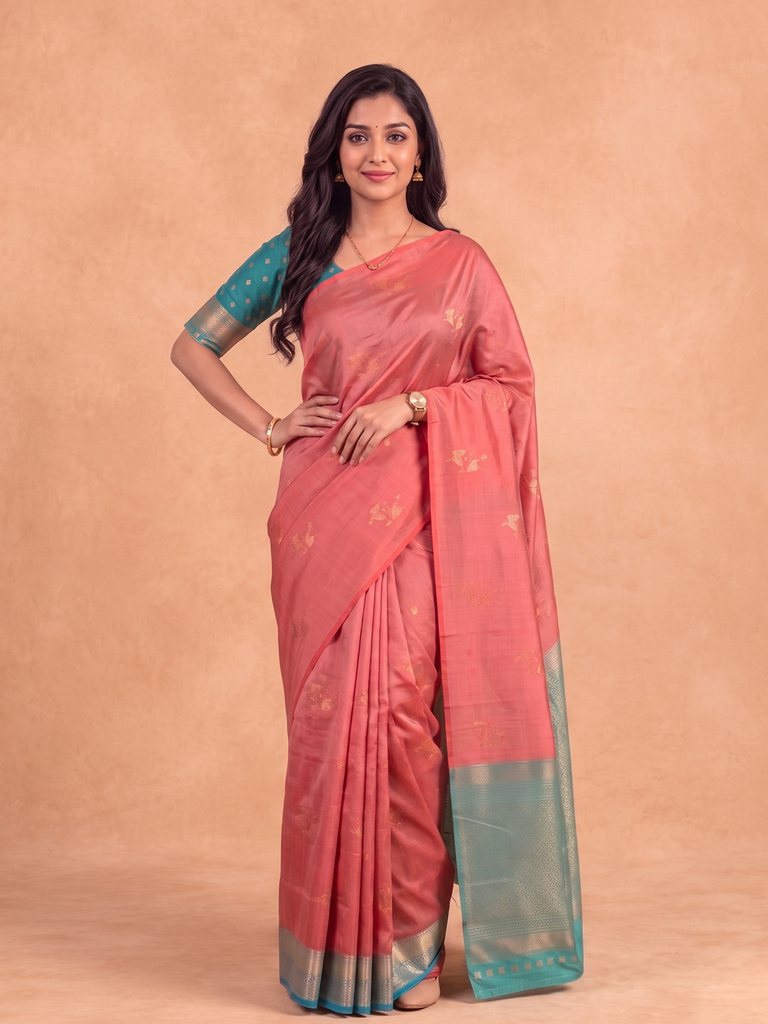 Women Soft Silk Green With Pink Saree SS533