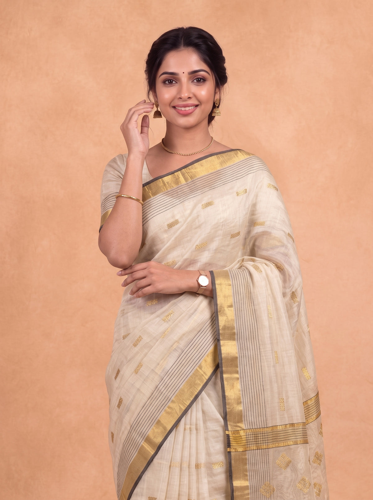 Women Tissue Gold Printed Saree KLS70