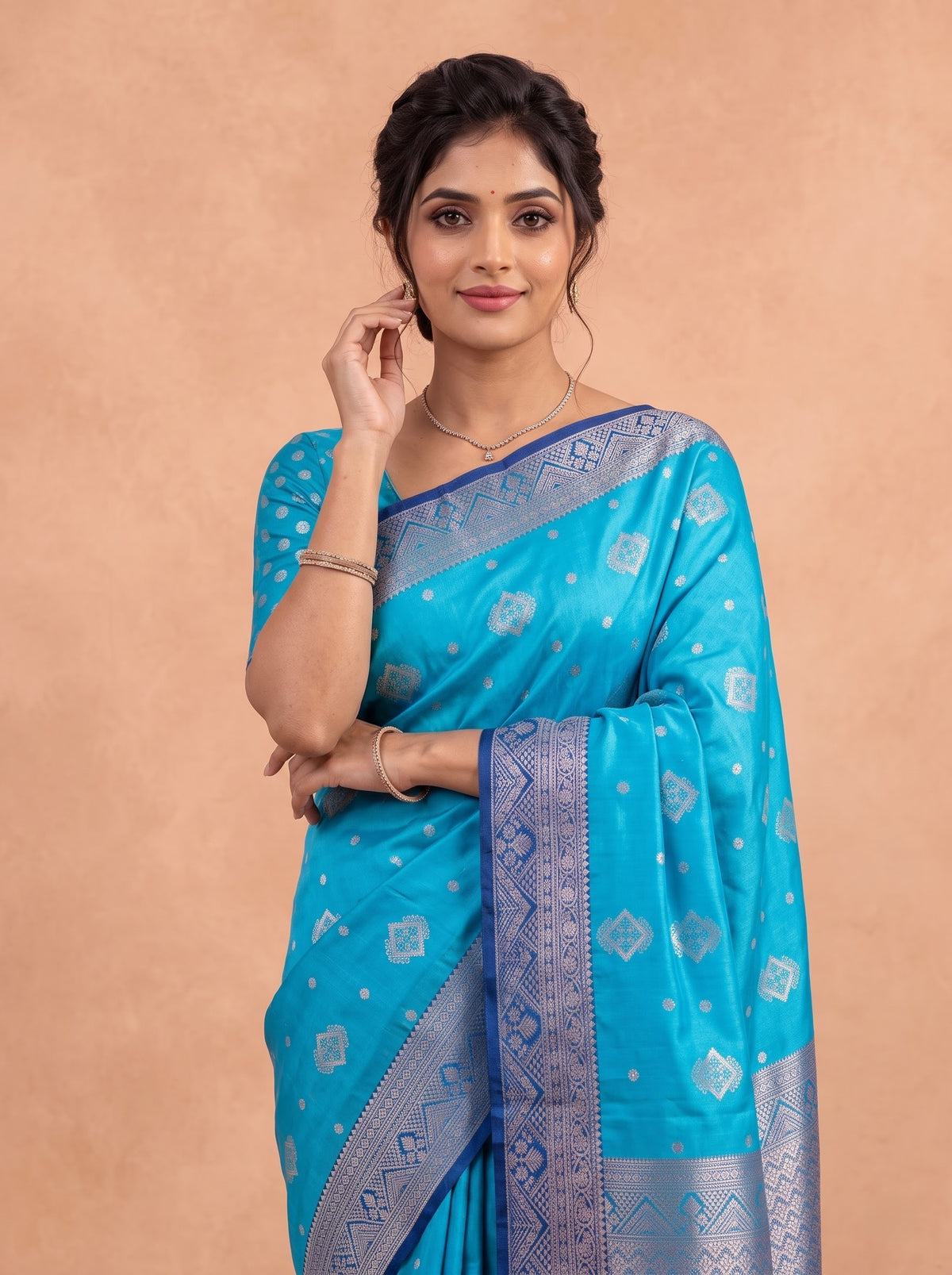 Women Soft Silk Blue Saree SS465