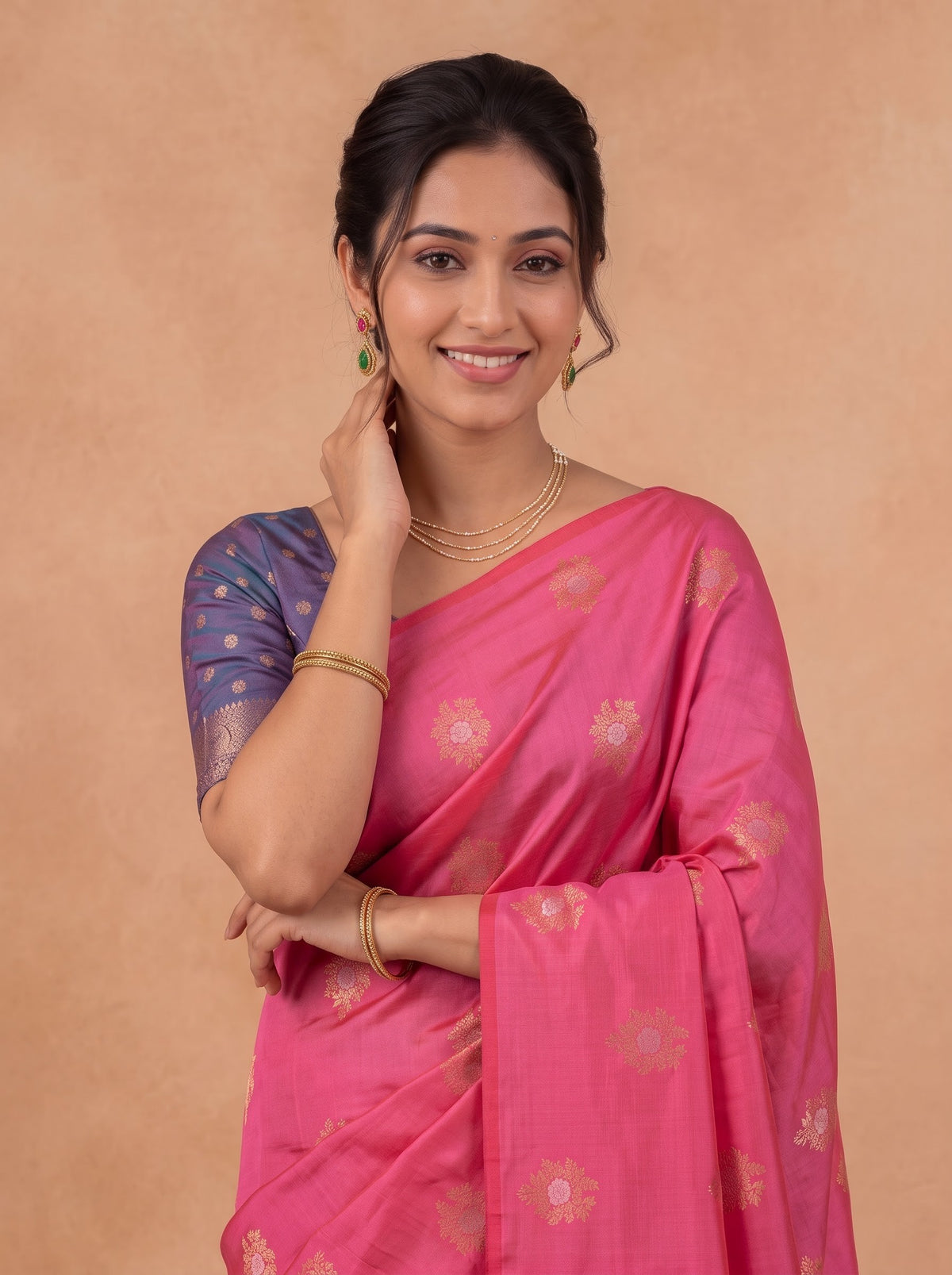 Women Soft Silk Pink Saree SS451