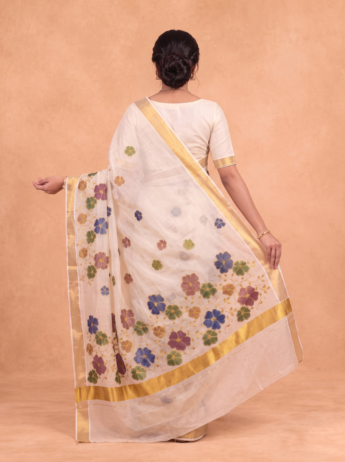 Women Tissue Gold Embroidered Saree KLS71